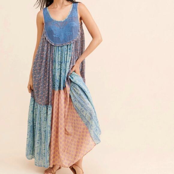 Free People Dresses & Skirts - NWT Free People Size Medium Lost Palms Maxi Dress Patchwork Print Boho $198